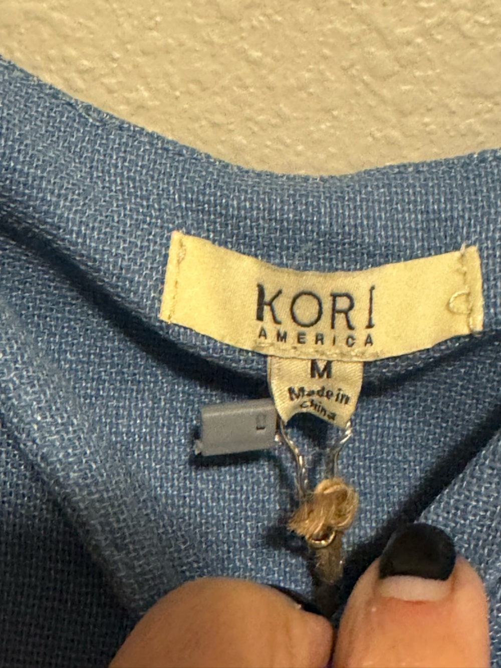Kori America Blue Textured Button Down Tie Back Dress NWT Size Medium - Picture 3 of 7